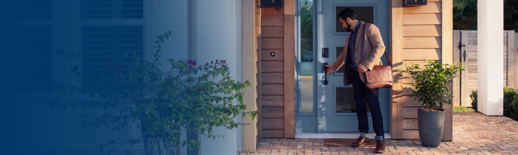 A person opening a door